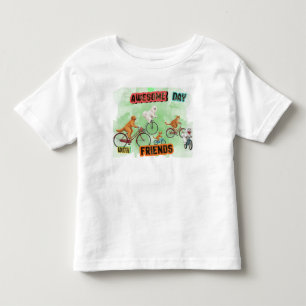 Camiseta De Bebé Amigos Animales Adorables en Bicicletas