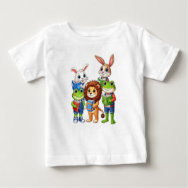 Camiseta De Bebé Amigos animales y libros para pequeños estudiantes