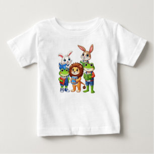 Camiseta De Bebé Amigos animales y libros para pequeños estudiantes