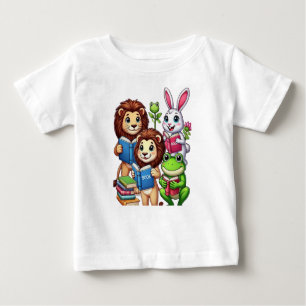 Camiseta De Bebé Amigos animales y libros para pequeños estudiantes