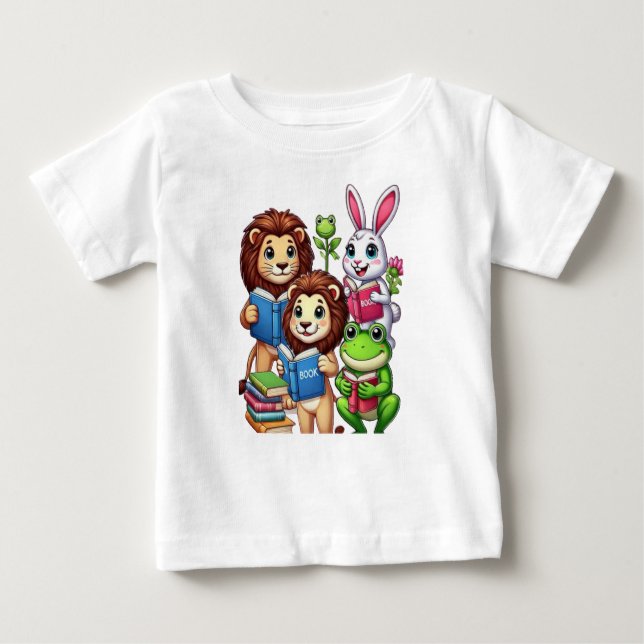 Camiseta De Bebé Amigos animales y libros para pequeños estudiantes (Anverso)