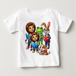 Camiseta De Bebé Amigos animales y libros para pequeños estudiantes