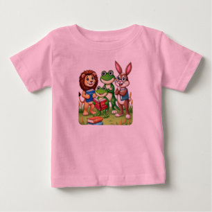 Camiseta De Bebé Amigos animales y libros para pequeños estudiantes