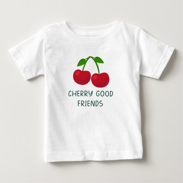 Camiseta De Bebé Amigos Buenos de Cereza (Anverso)