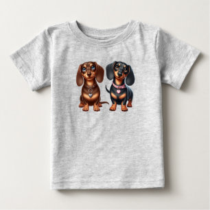Camiseta De Bebé Amigos de Cute Dachshund