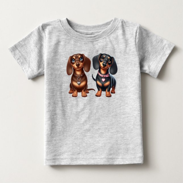 Camiseta De Bebé Amigos de Cute Dachshund (Anverso)