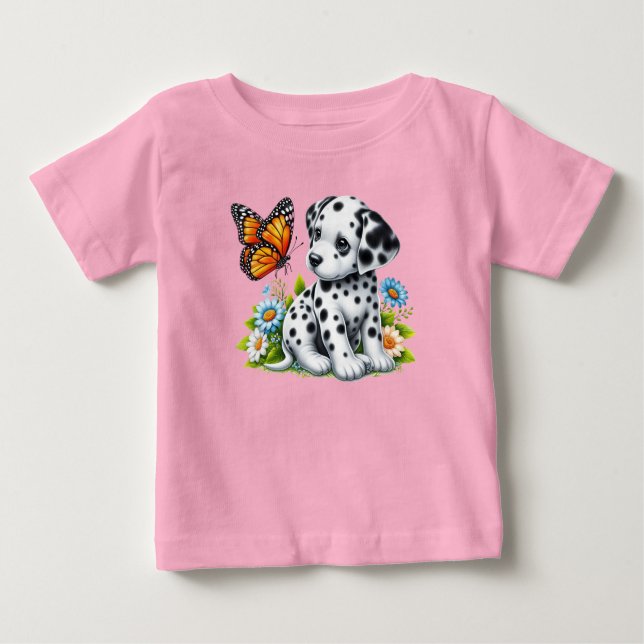 Camiseta De Bebé Amigos de Cute Dalmatian/Butterfly (Anverso)