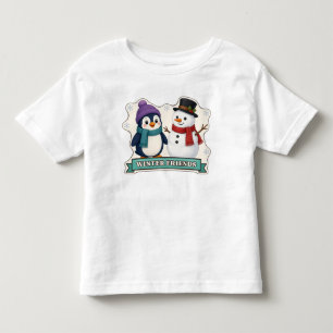 Camiseta De Bebé Amigos de invierno pingüino y muñeco de nieve