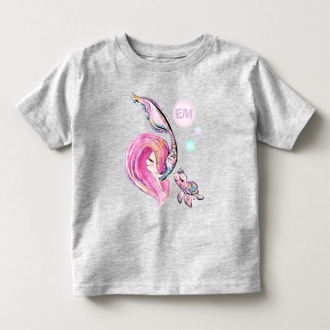 Camiseta De Bebé Amigos de la sirena y la tortuga marina, añaden Ch (Anverso)