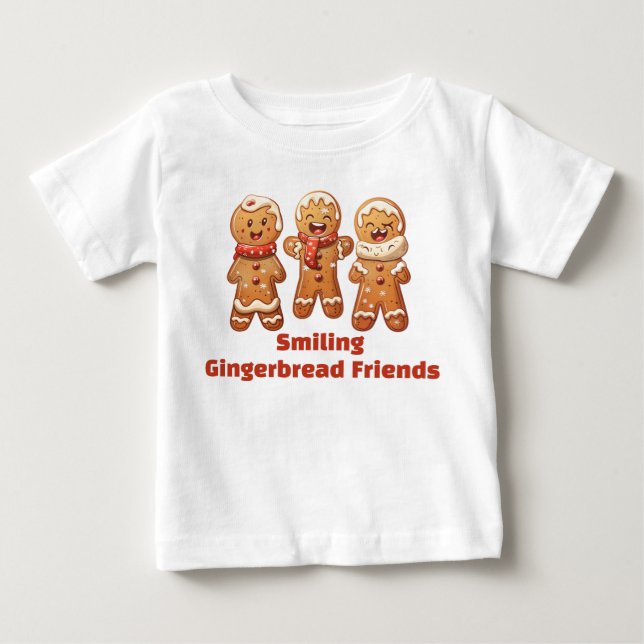 Camiseta De Bebé Amigos de Pan de Jengibre Sonrientes (Anverso)