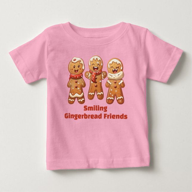 Camiseta De Bebé Amigos de Pan de Jengibre Sonrientes (Anverso)