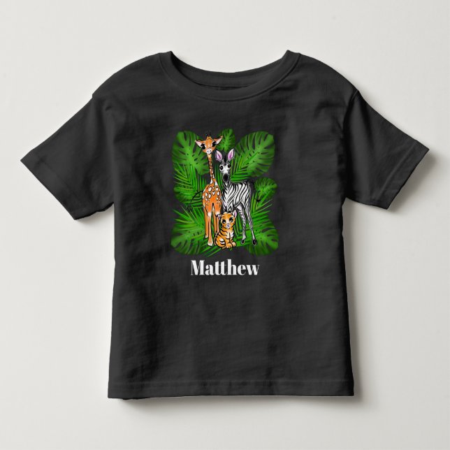 Camiseta De Bebé Amigos de Safari - Giraffe, Zebra, Tigre, Todd de  (Anverso)