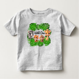 Camiseta De Bebé Amigos de Safari tiger giraffe elefante de mono ce