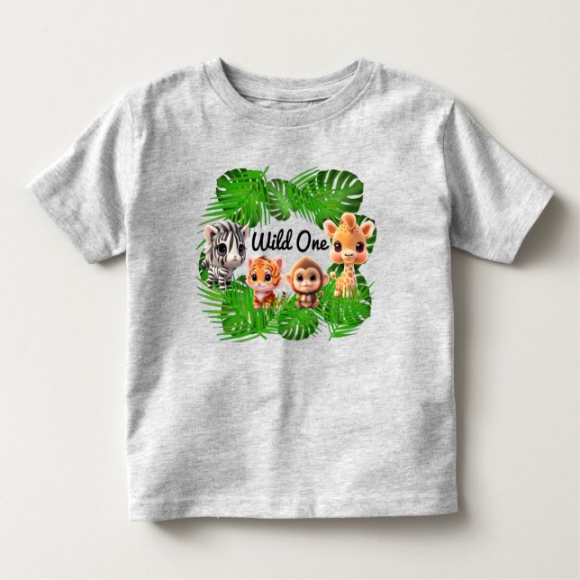 Camiseta De Bebé Amigos de Safari tiger giraffe elefante de mono ce (Anverso)