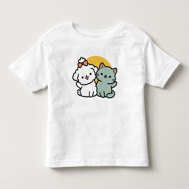 Camiseta De Bebé Amigos De Verdad Para Siempre | Dúo de gato y perr (Anverso)