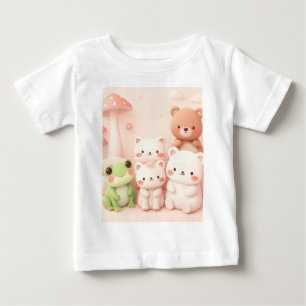 Camiseta De Bebé Amigos del bosque Kawaii Oso Rana y Conejo Guarder