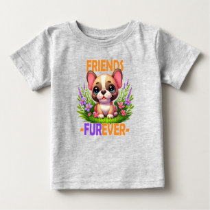 Camiseta De Bebé Amigos Furever. Perro de Bulldog francés