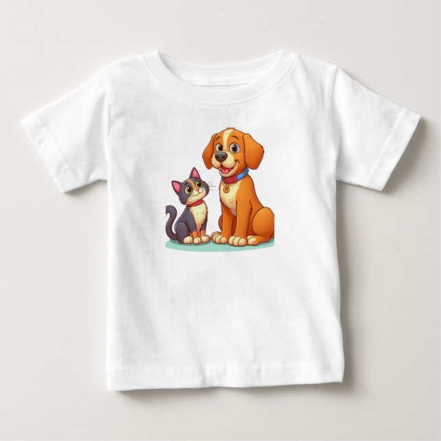 Camiseta De Bebé Amigos furtivos para siempre: Perro y gato juntos (Anverso)