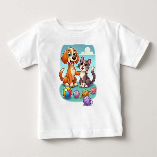 Camiseta De Bebé Amigos furtivos para siempre: Perro y gato juntos (Anverso)