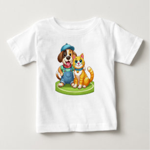 Camiseta De Bebé Amigos furtivos para siempre: Perro y gato juntos