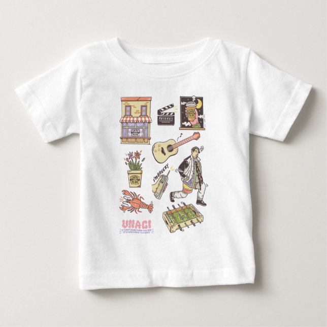 Camiseta De Bebé AMIGOS™ | Gráfico de iconos Personalizados 3 (Anverso)