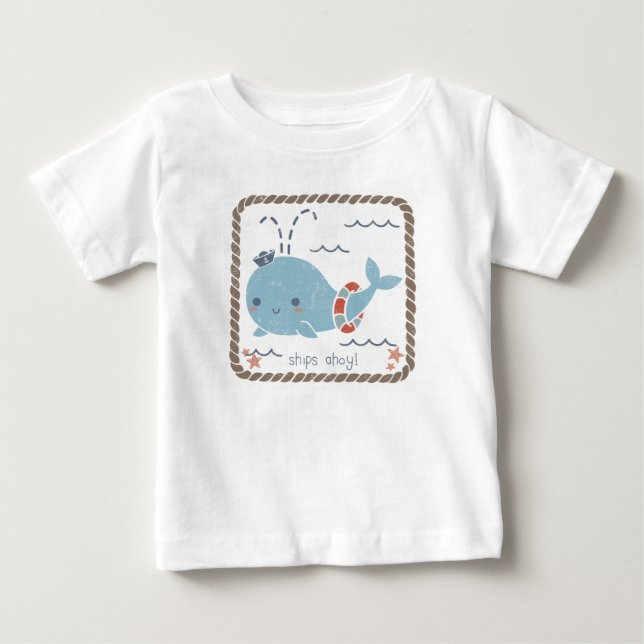 Camiseta De Bebé Amigos náuticos - ballena (Anverso)