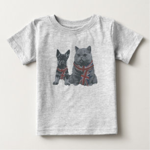 Camiseta De Bebé Amigos Patriotas: Perro y Gato del Reino Unido