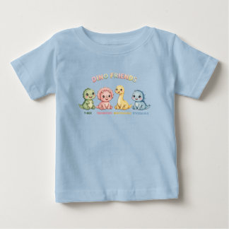 Camiseta De Bebé Amiguitos Dino Tiernos Bebés Dinosaurios Acuarela