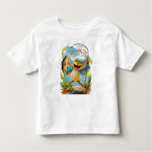 Camiseta De Bebé Amistad acuática: Rana con pescado en agua