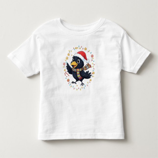 Camiseta De Bebé AMITA | Cheerful Crow - Holiday Lights (Anverso)