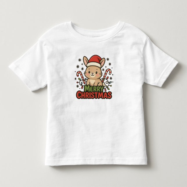 Camiseta De Bebé AMITA | Conejito Lindo Feliz Navidad (Anverso)