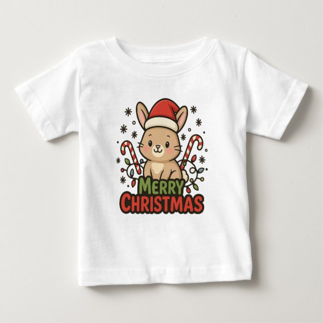 Camiseta De Bebé AMITA | Cute Bunny Merry Christmas (Anverso)