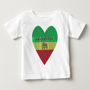Camiseta De Bebé Amo a Etiopía: Motif de arte de la bandera