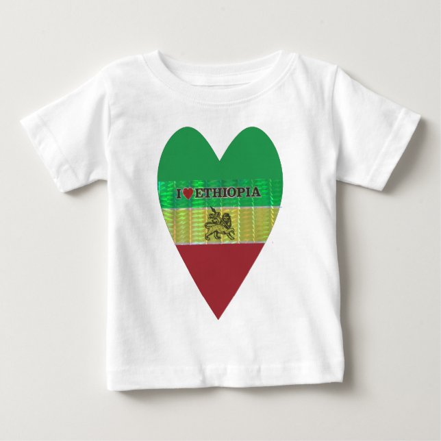 Camiseta De Bebé Amo a Etiopía: Motif de arte de la bandera (Anverso)