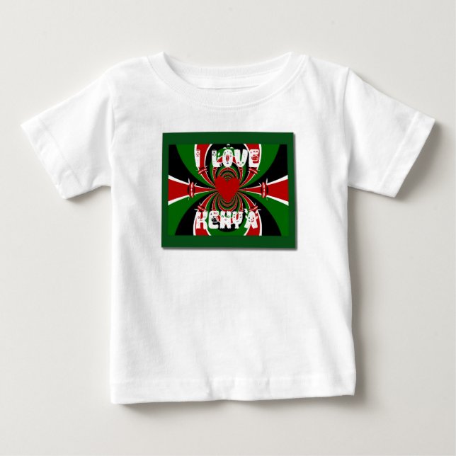 Camiseta De Bebé Amo a Kenia: Arte de Bandera Dinámica (Anverso)