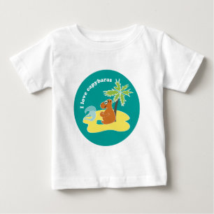 Camiseta De Bebé Amo a los carpinchos Arte de playa tropical