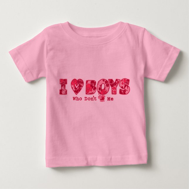 Camiseta De Bebé "Amo a los chicos" Tee infantil en rosa/rosa (Anverso)