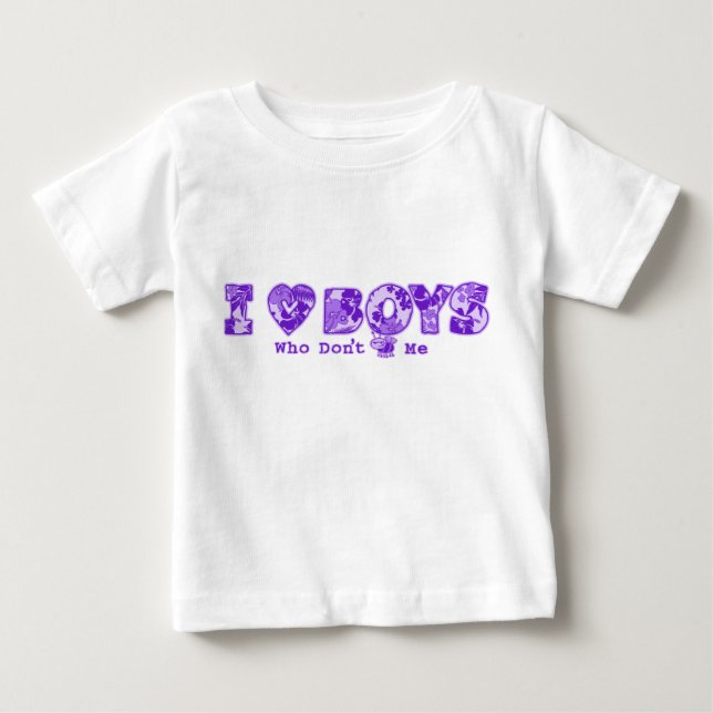 Camiseta De Bebé "Amo a los chicos" Tee infantil en Whee Tee/Purple (Anverso)