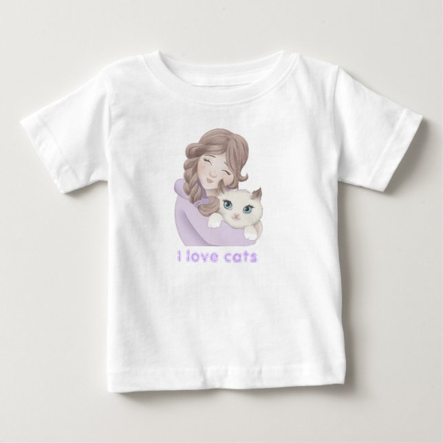 Camiseta De Bebé "Amo a los gatos" (Anverso)