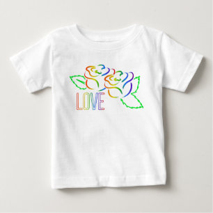 Camiseta De Bebé Amo a los Rosas arcoiris