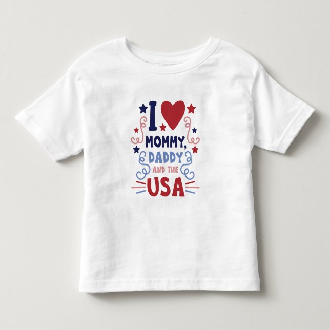 Camiseta De Bebé Amo A Mamá Papi Y A Los Estados Unidos (Anverso)