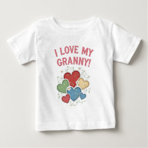 Camiseta De Bebé Amo a mi abuela encantadora corazones estilo count