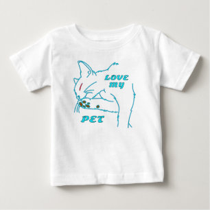 CAMISETA DE BEBÉ AMO A MI CUTE AQUA MASCOTA CAT