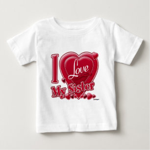 Camiseta De Bebé Amo a mi hermana roja - corazón