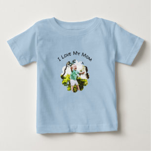 Camiseta De Bebé Amo a mi mamá Foto personalizada Día de la Madre
