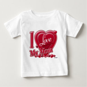 Camiseta De Bebé Amo a mi mamá roja - corazón