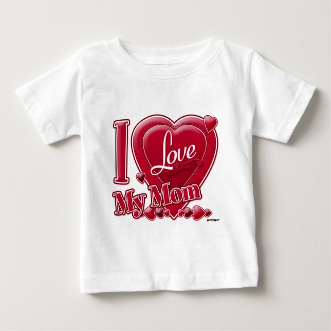 Camiseta De Bebé Amo a mi mamá roja - corazón (Anverso)