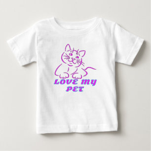 CAMISETA DE BEBÉ AMO A MI MASCOTA DE CUTE ROSA CAT