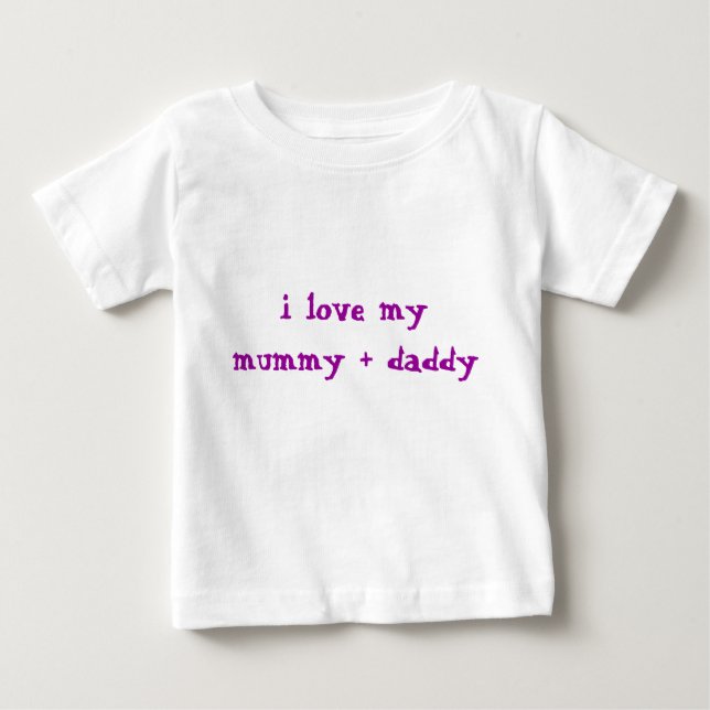 Camiseta De Bebé amo a mi momia + papá (Anverso)