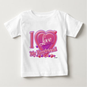 Camiseta De Bebé Amo a mi novio rosa/morado - corazones